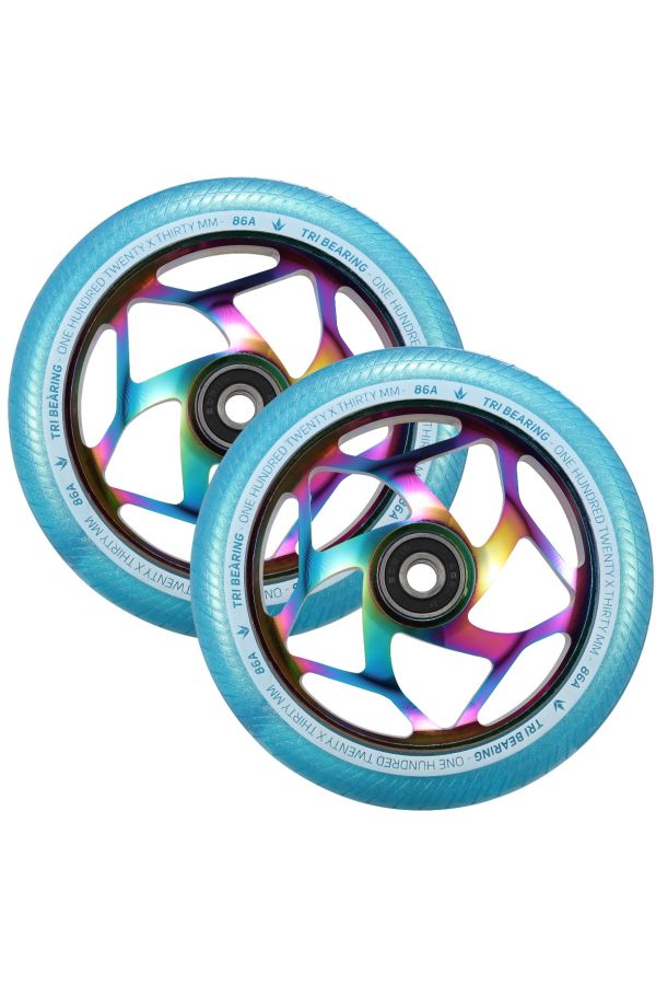 Tri Bearing Scooter Wheel - 120mm/30mm - Oil Slick/Teal