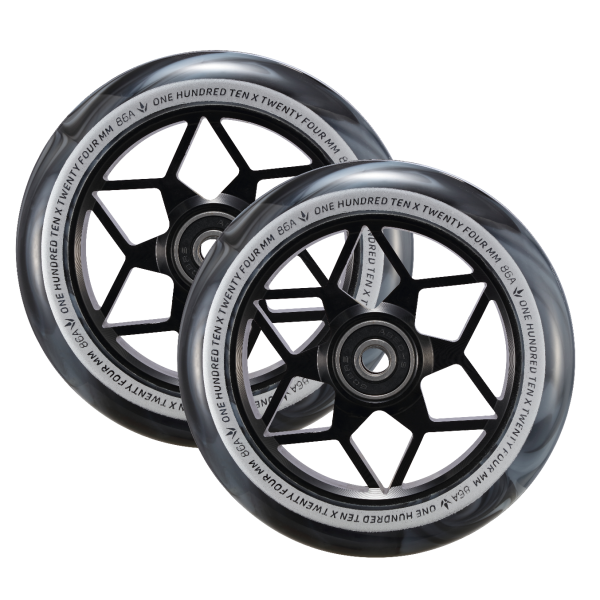 Diamond Scooter Wheels - 110mm x 24mm - Black/White