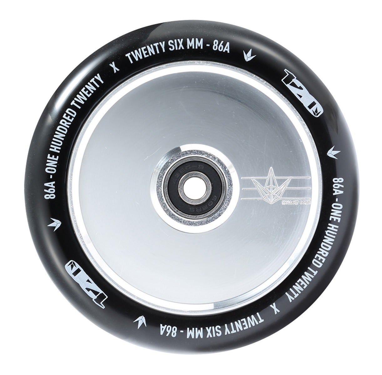 Blunt Envy Hollow Core Scooter Wheel Pair - 120mm x 24mm Black Silver Polish 